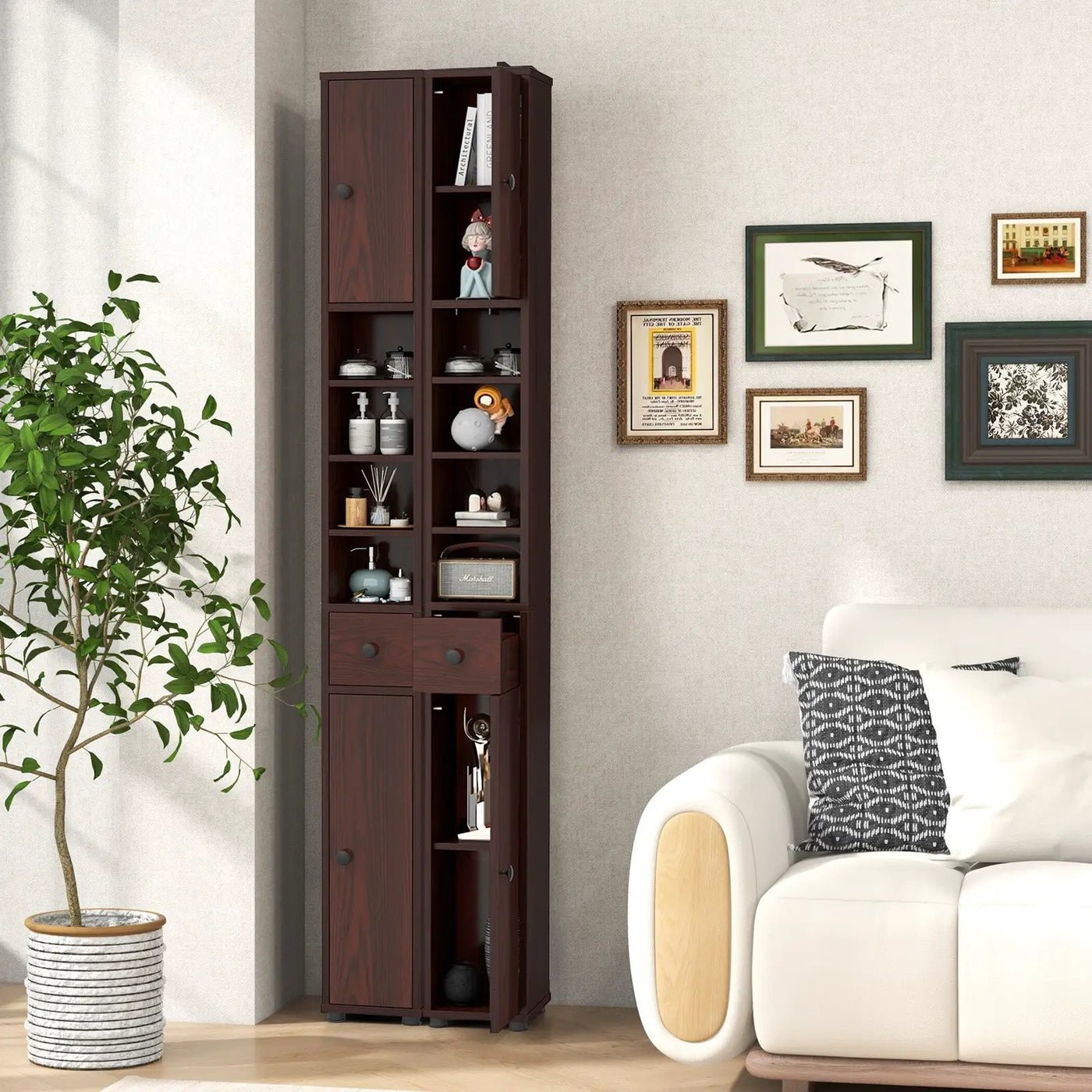 Freestanding Slim Bathroom Cabinet with Drawer and Adjustable Shelves by DirectDeals