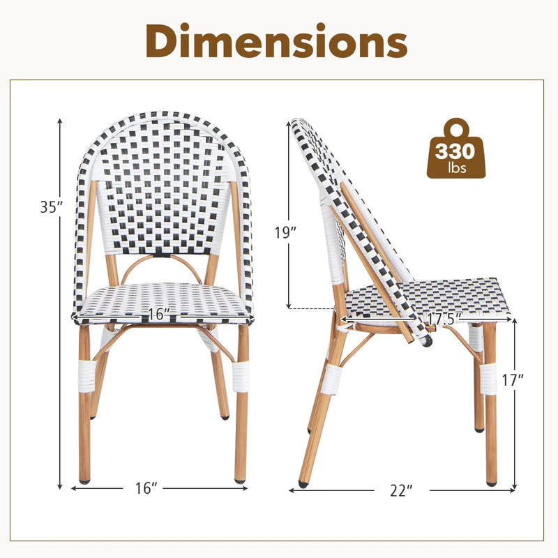 French Bistro Chair Set of 2 with Galvanized Metal Framex-White by DirectDeals