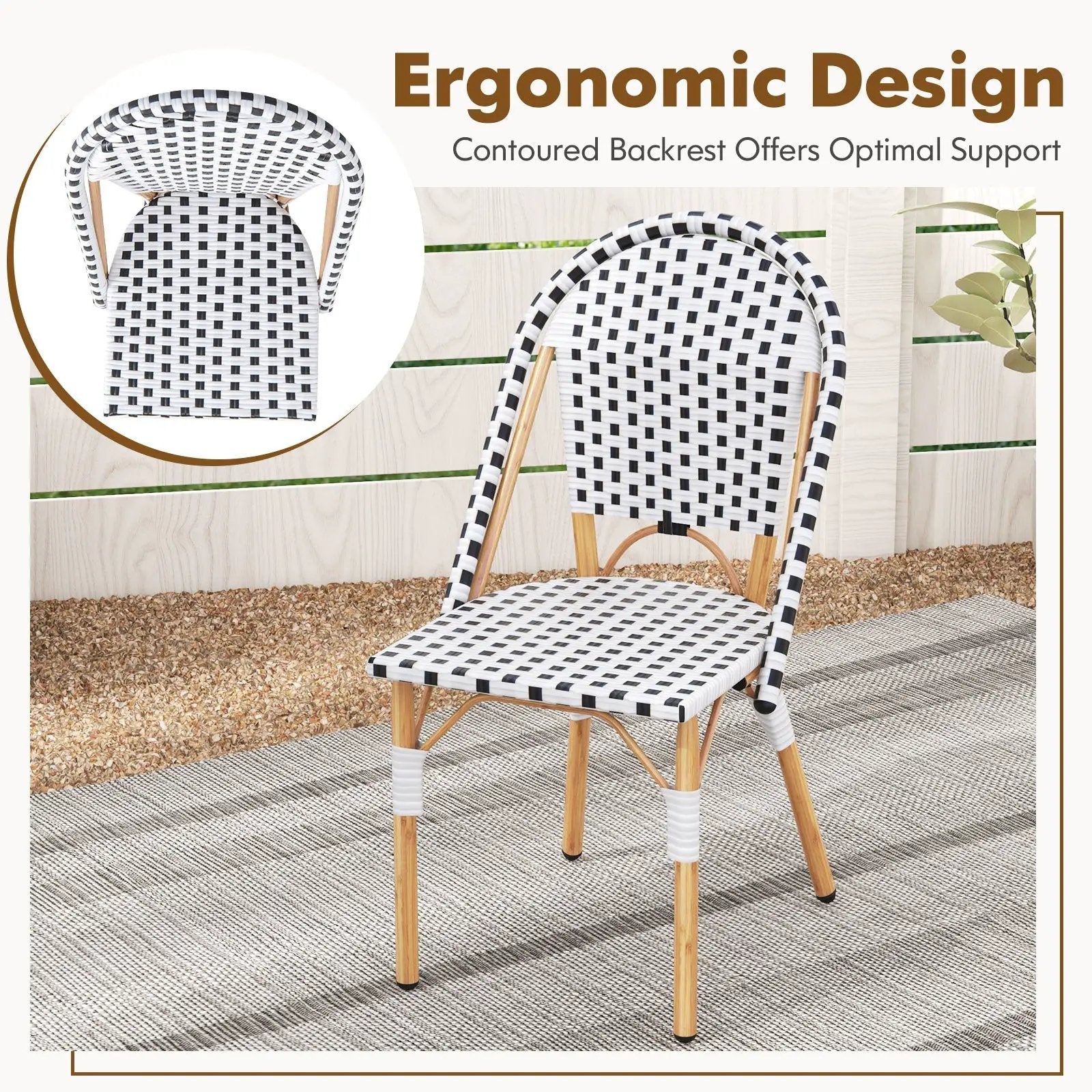 French Bistro Chair Set of 2 with Galvanized Metal Framex-White by DirectDeals