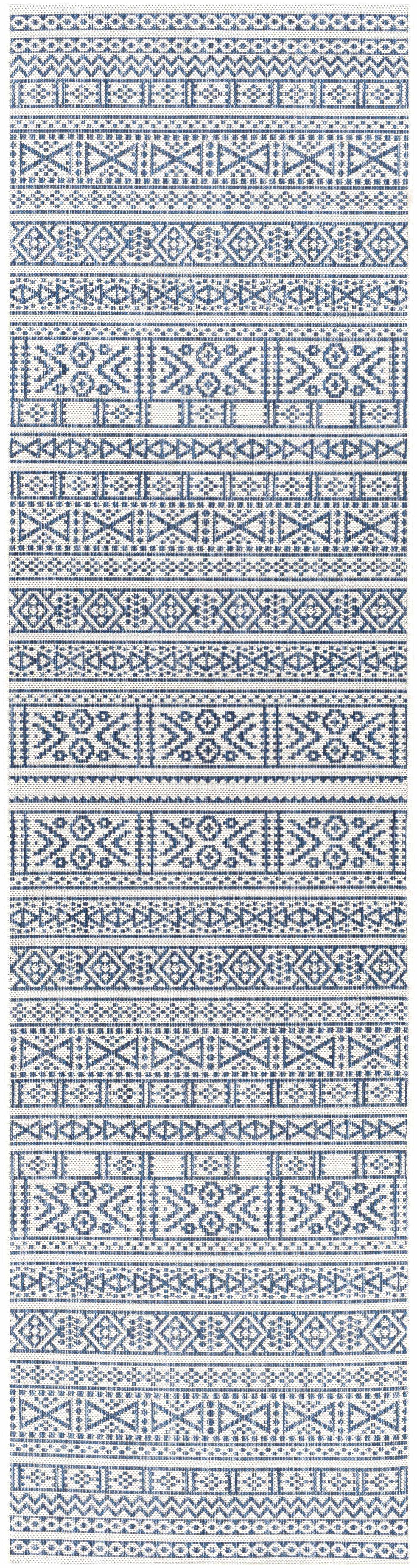 Freshwater White&Blue Outdoor Rug - Clearance by Boutique Rugs