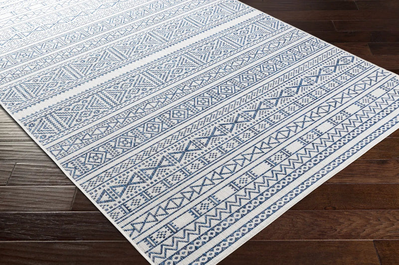 Freshwater White&Blue Outdoor Rug - Clearance by Boutique Rugs