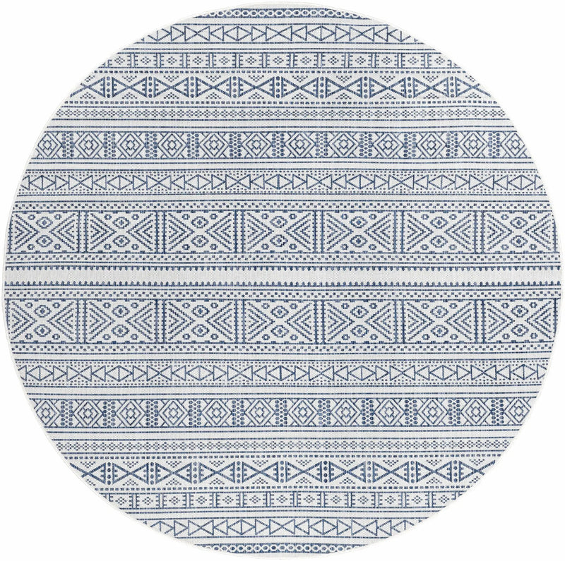 Freshwater White&Blue Outdoor Rug - Clearance by Boutique Rugs