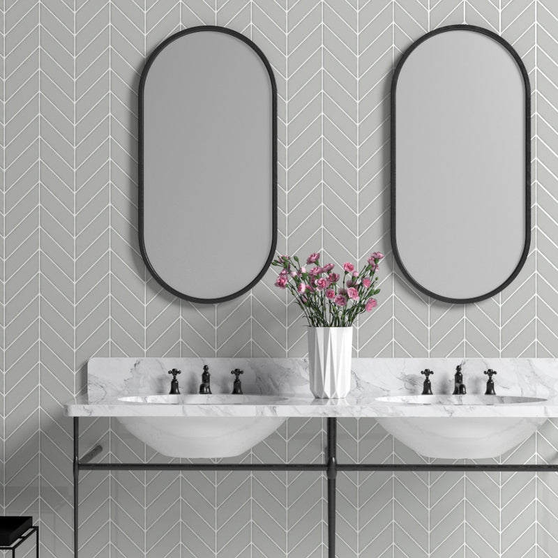 Pebble Glossy Chevron Ceramic Tiles 2x6 Ceramic Glossy 2x6 Tiles — 2
