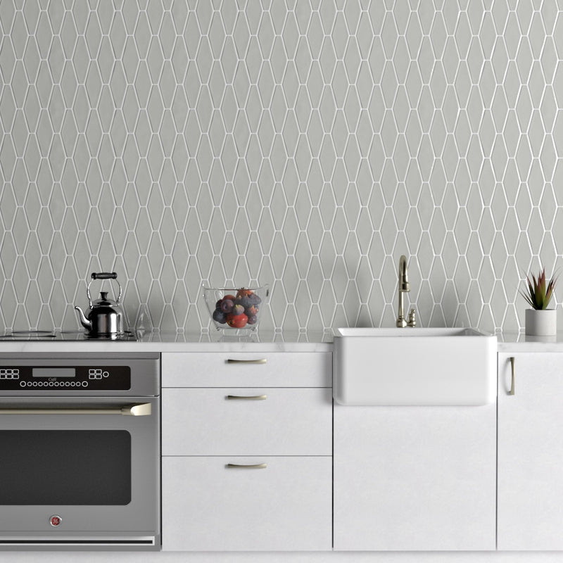 Pebble Glossy Longest Hexagon Ceramic Tiles 3x7 7/8 Ceramic Glossy 2x8 Tiles — 2