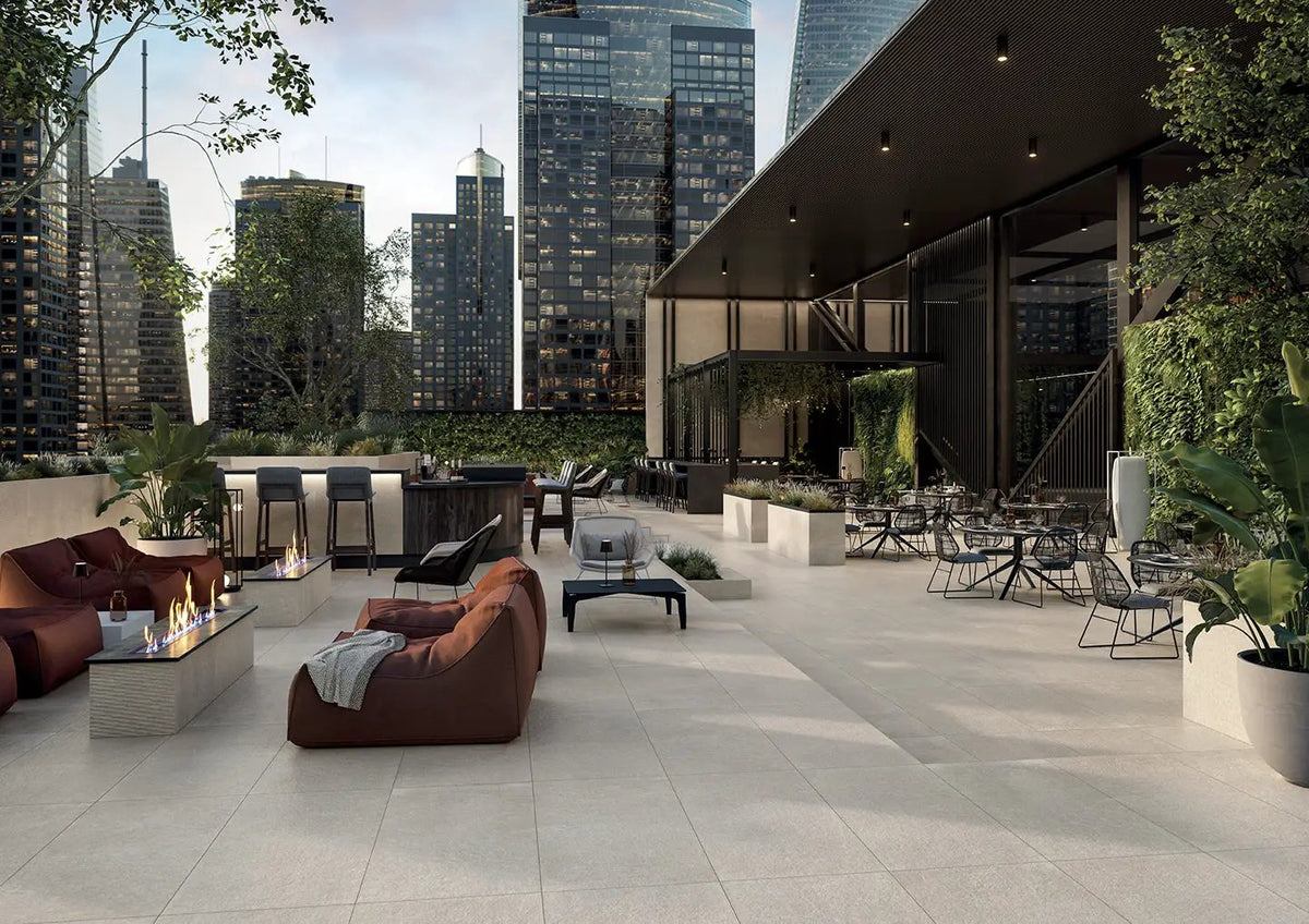 Frontier20 Indiana Buff Select Limestone Look Porcelain Pavers 24x48 by landmarkceramics