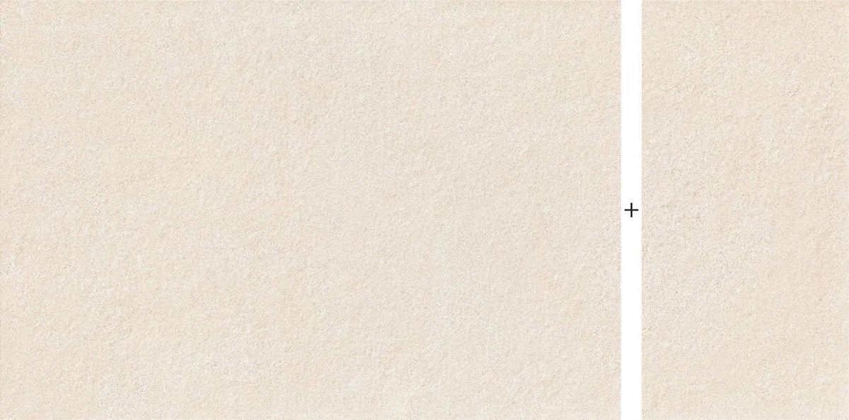 Frontier20 Indiana Buff Select Mix + Limestone Look Porcelain Pavers 24x48 by landmarkceramics