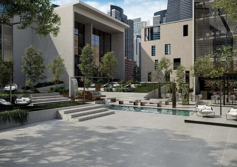 Frontier20 Indiana Grey Select Limestone Look Porcelain Pavers 12x24 by landmarkceramics