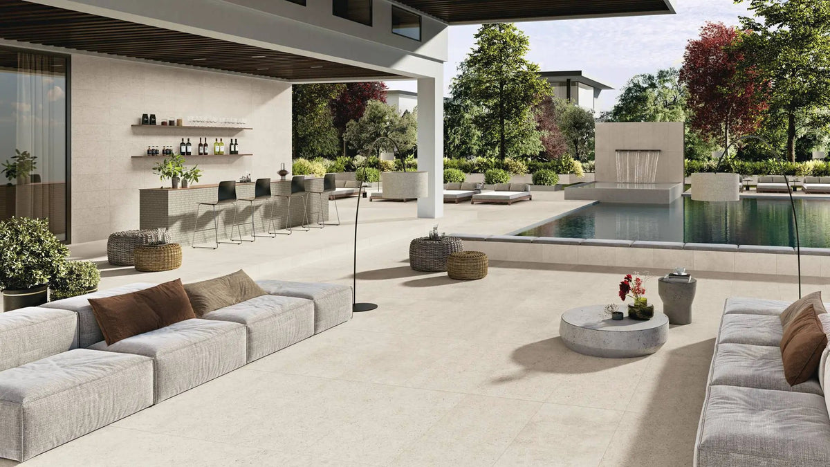 Frontier20 Limestone Froniter20 Look Porcelain Pavers 12x48 by landmarkceramics