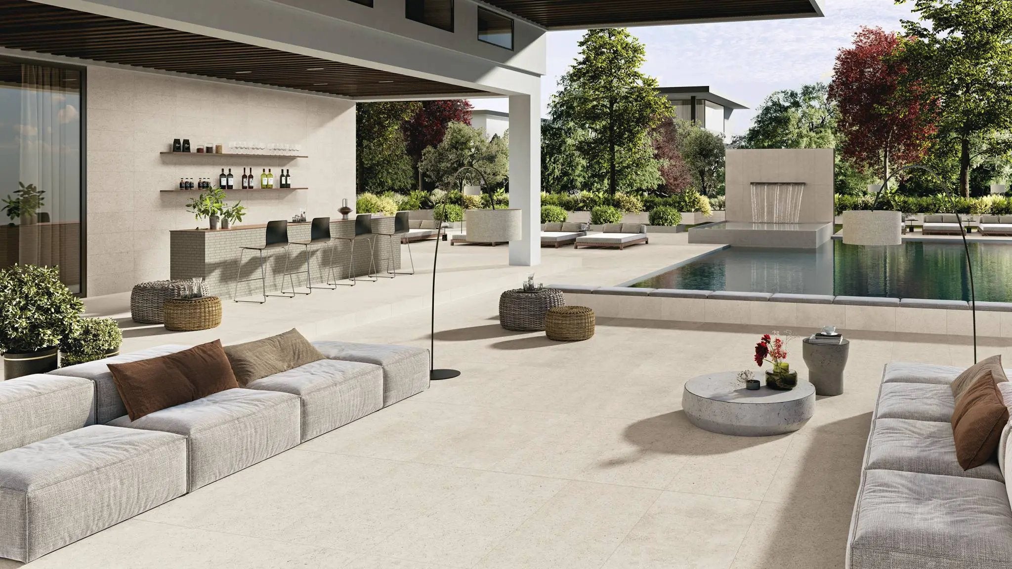 Mood Limestone Anti-Slip Grip Look Porcelain Tiles 24x48 by landmarkceramics