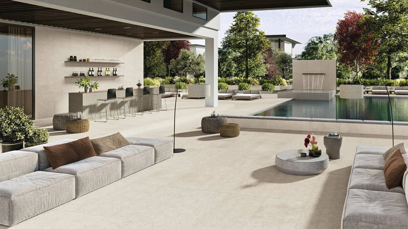 Mood Limestone Anti-Slip Grip Look Porcelain Tiles 24x48 by landmarkceramics