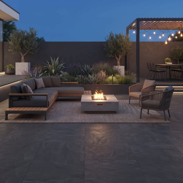 Frontier20 Montauk Black Slate Look Porcelain Pavers 24x48