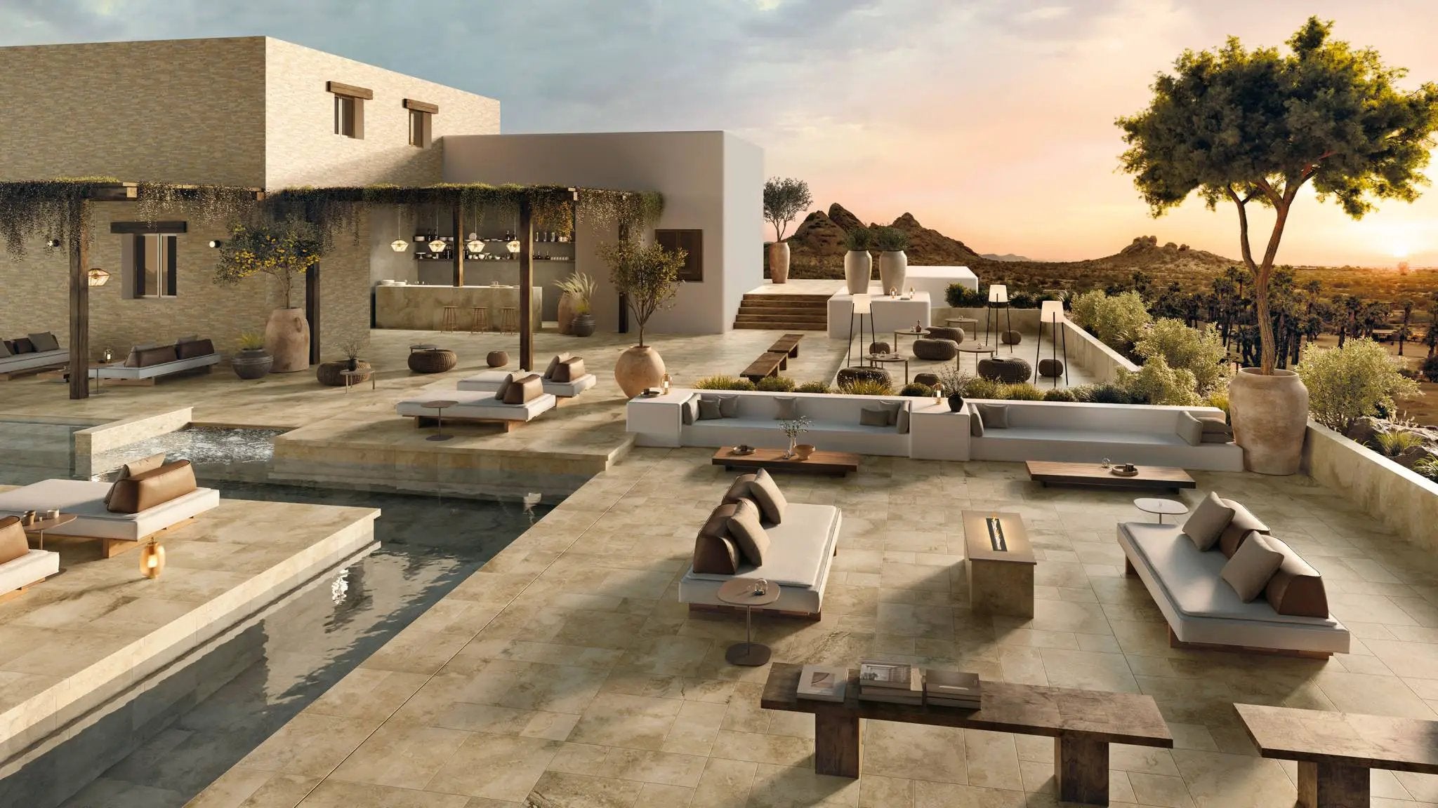 Frontier20 Travertine Cross Cut Country Classic Look Porcelain Pavers 24x24 by landmarkceramics