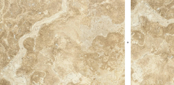 Frontier20 Travertine Cross Cut Cream Mix + Look Porcelain Pavers 24x48