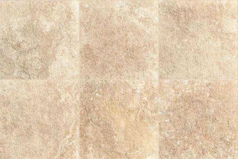 Frontier20 Travertine Cross Cut Cream L Shape Mitered Edge Look Porcelain Moldings 12x24 by landmarkceramics