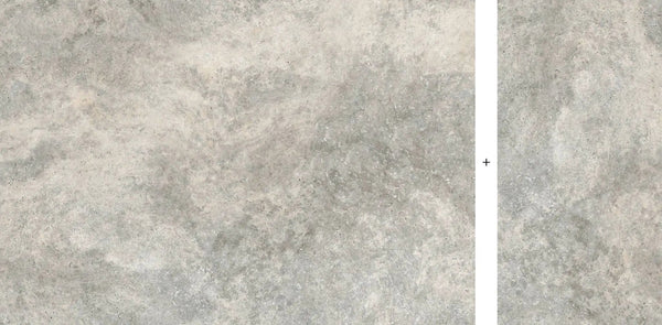 Frontier20 Travertine Cross Cut Silver Mix + Look Porcelain Pavers 24x48
