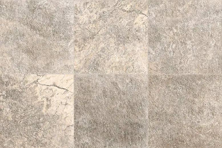 Frontier20 Travertine Cross Cut Silver Grip Stair Tread Bullnose Look Porcelain Moldings 12x48 by landmarkceramics