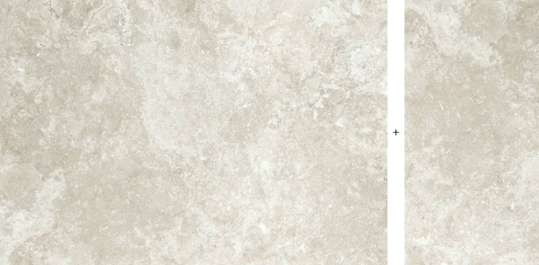 Frontier20 Travertine Cross Cut White Mix + Look Porcelain Pavers 24x48