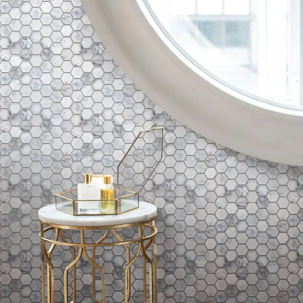 White 12x12 Matte Hexagon Glass Mosaic Tile (10 pack, 9.6 sq ft/case)