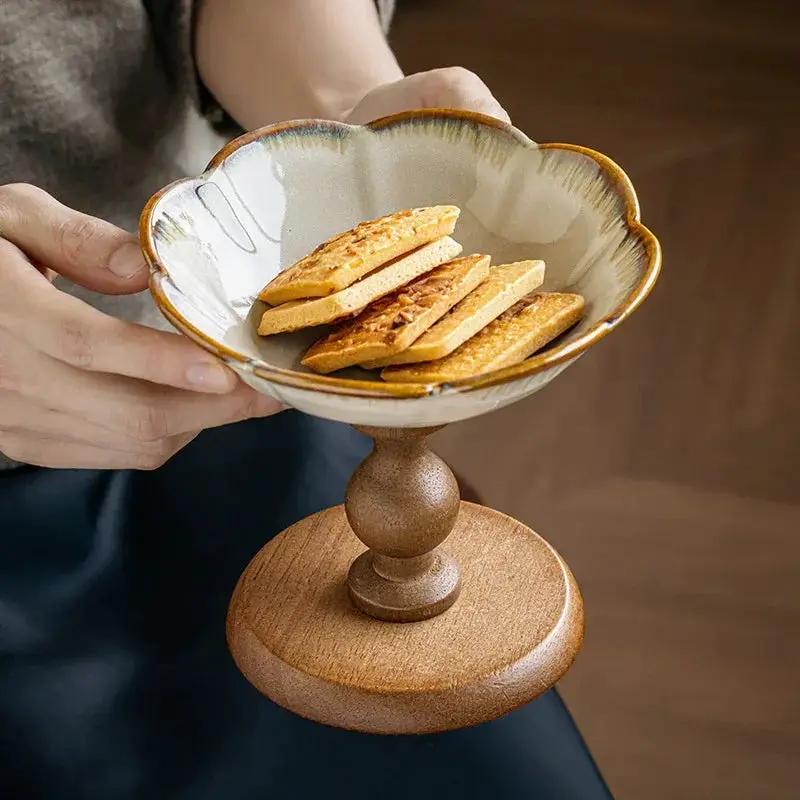Fruit Bowl - Ceramic Wooden Round by House Of Avana