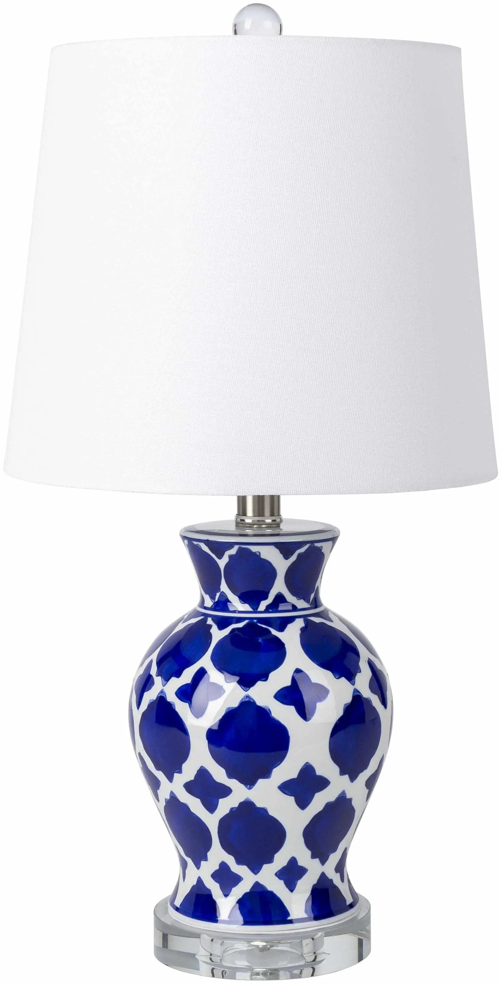 Pangian White & Blue Patterned Ceramic Table Lamp by Boutique Rugs