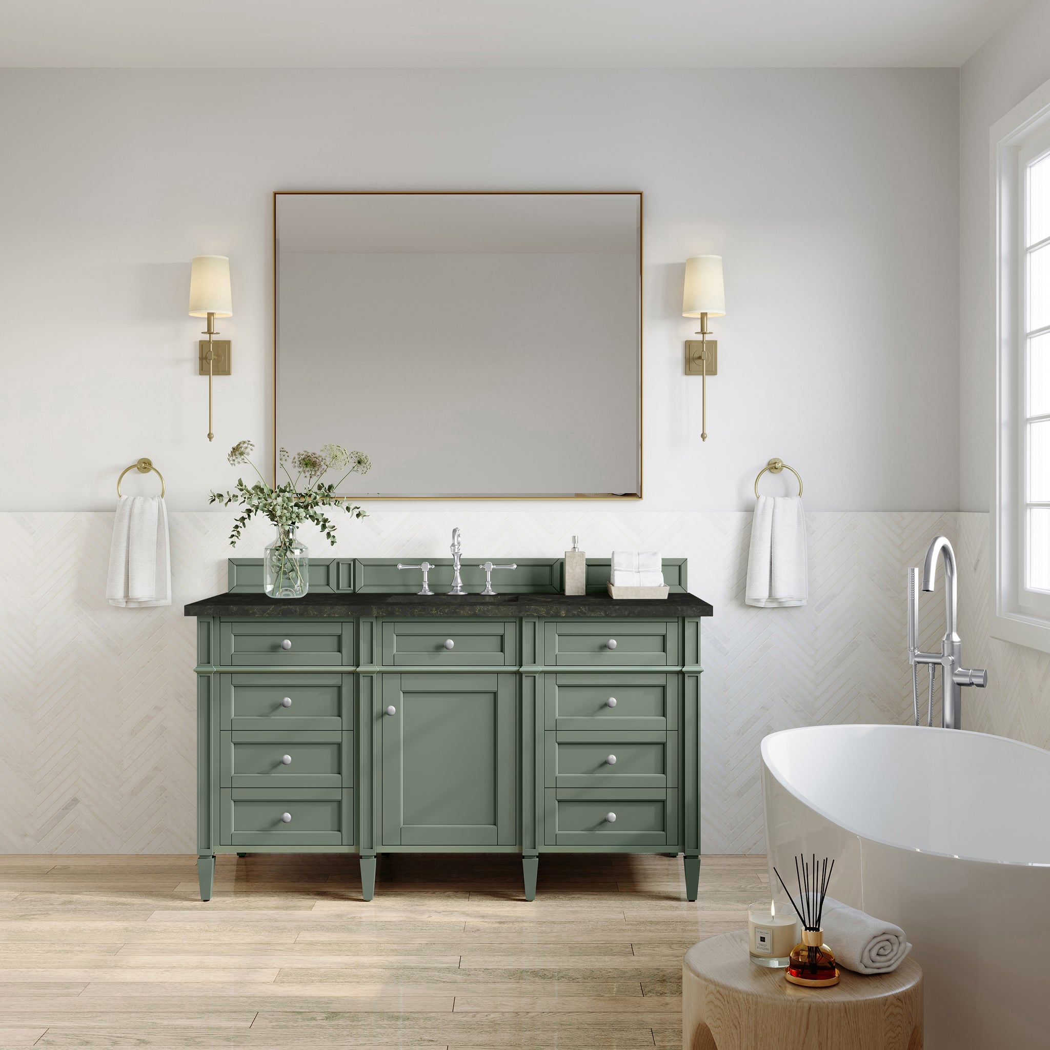 James Martin Brittany 60" Single Bathroom Vanity, Smokey Celadon, view 31
