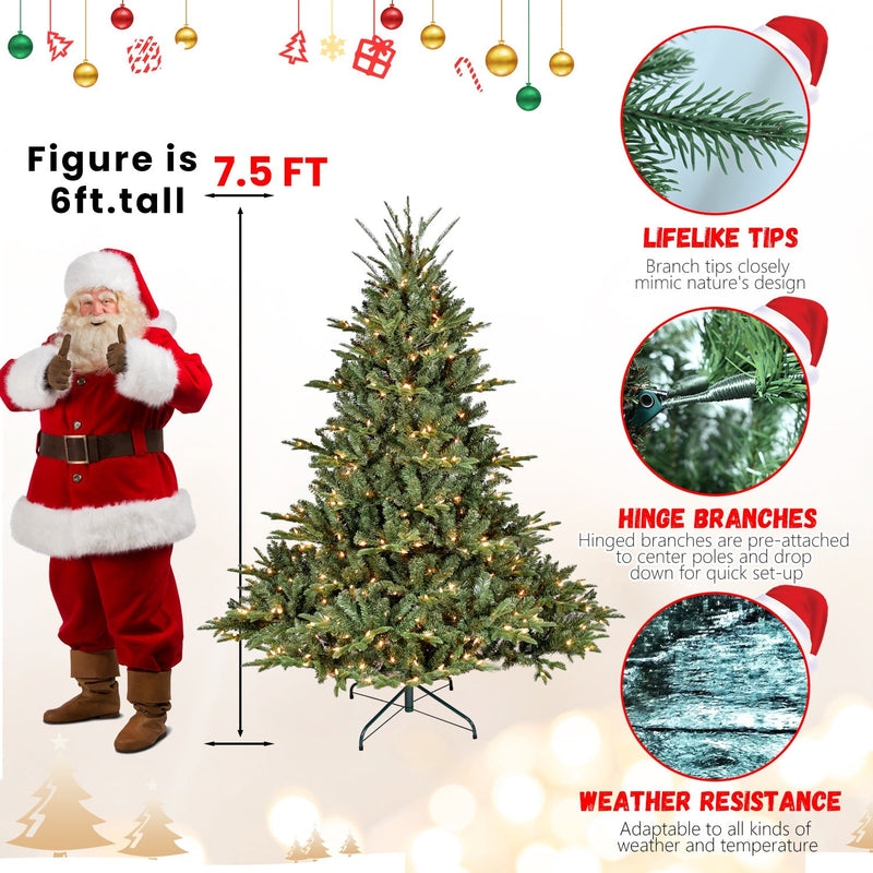 Full-Bodied Pre-Lit Evergreen Christmas Tree with 350 Warm White Lights - Green, photo 11 of 17
