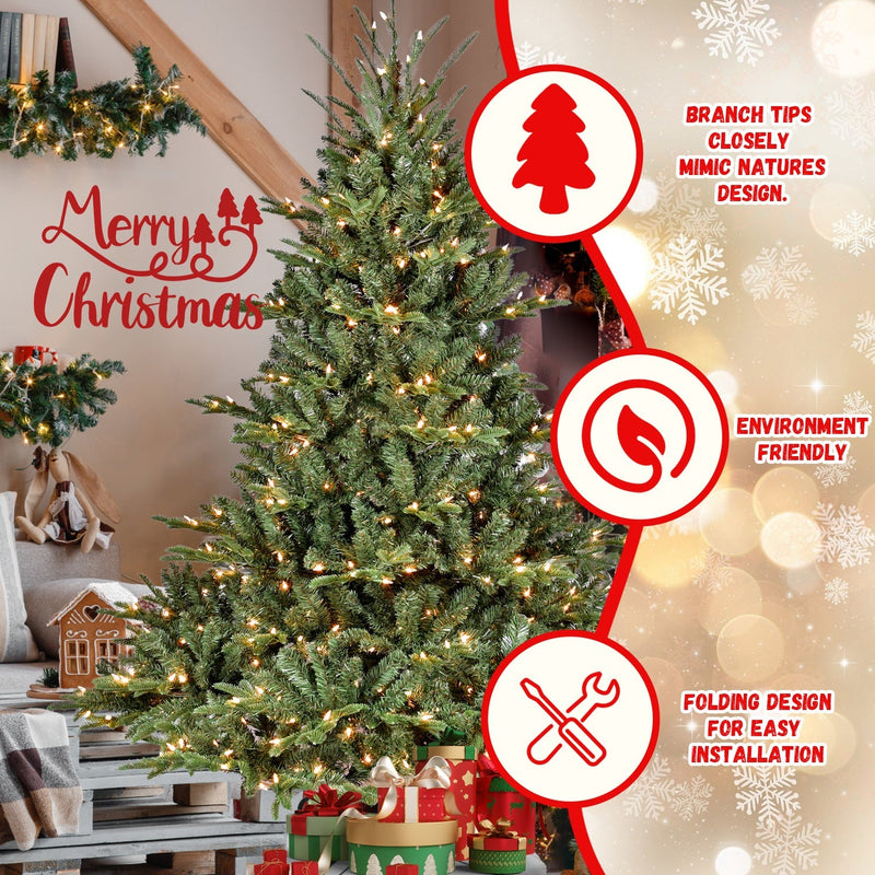 Full-Bodied Pre-Lit Evergreen Christmas Tree with 350 Warm White Lights - Green, photo 2 of 17