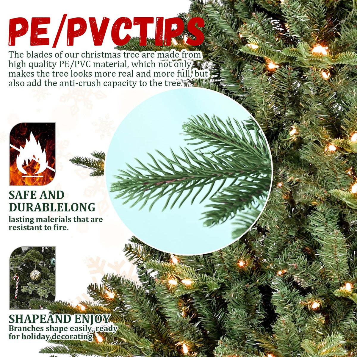 Full-Bodied Pre-Lit Evergreen Christmas Tree with 350 Warm White Lights - Green, photo 4 of 17