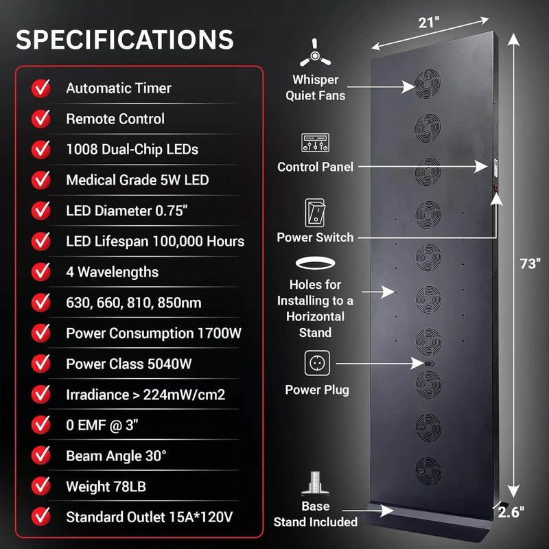 Full-Body Dual-Chip Clinical-Grade Red Light Therapy Panel (SAK63480) by SAKSBY WHOLESALE