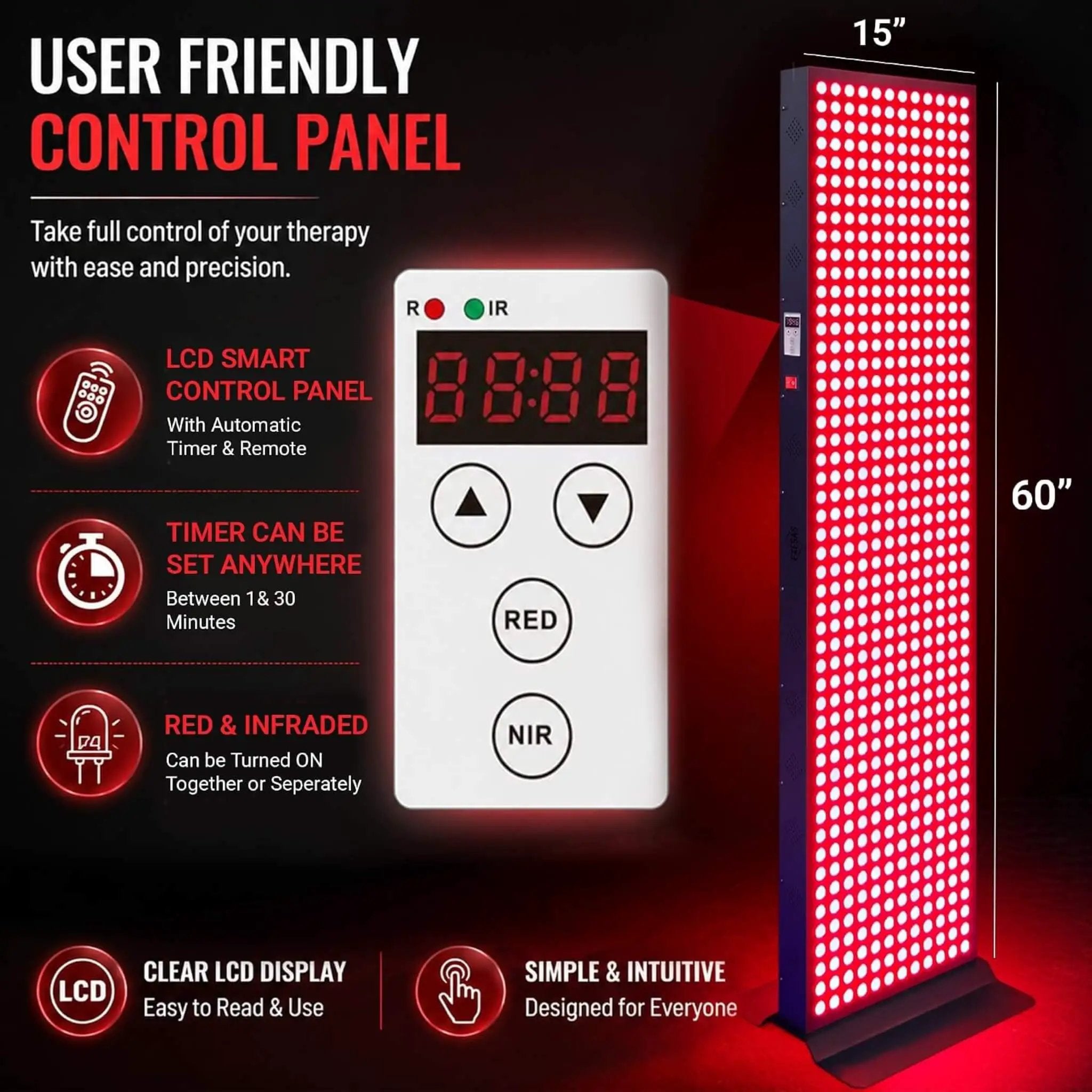 Full-Body Dual-Chip Clinical-Grade Red Light Therapy Panel (SAK63480) by SAKSBY WHOLESALE