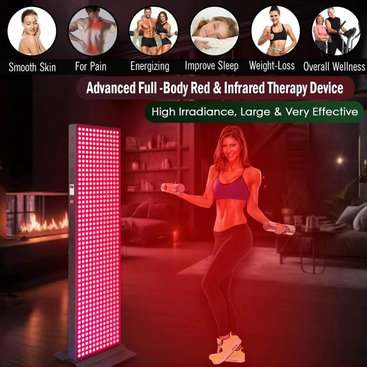 Full-Body Dual-Chip Clinical-Grade Red Light Therapy Panel (SAK63480) by SAKSBY WHOLESALE