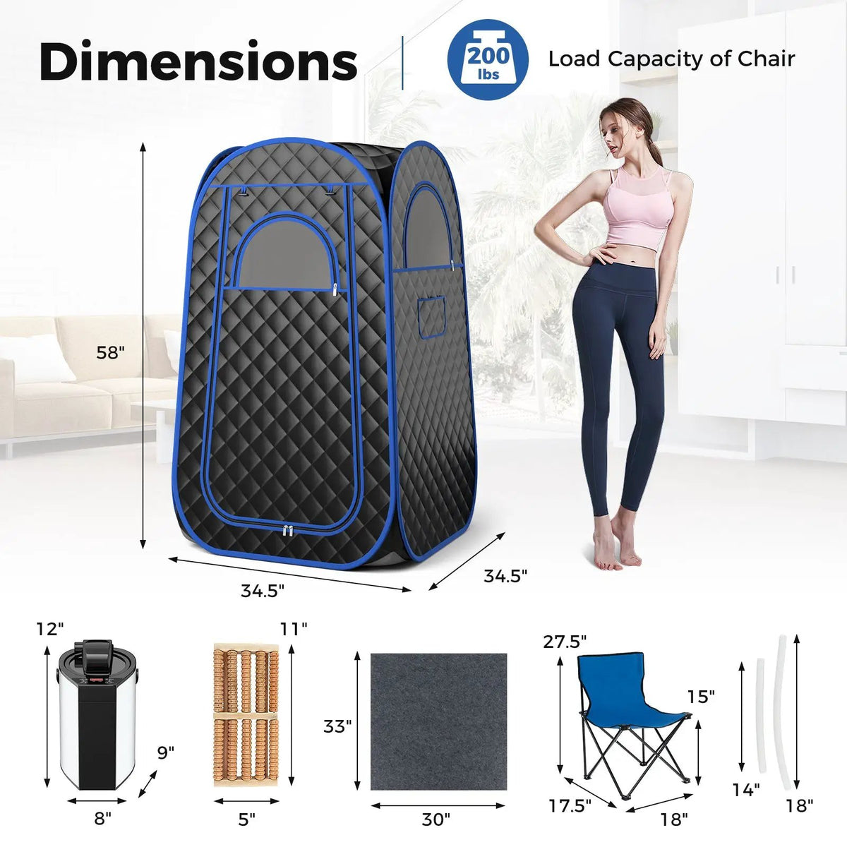 Full-Body Personal Sauna Tent with 1000W 3L Steam Generator for Home Spa Relaxation by DirectDeals