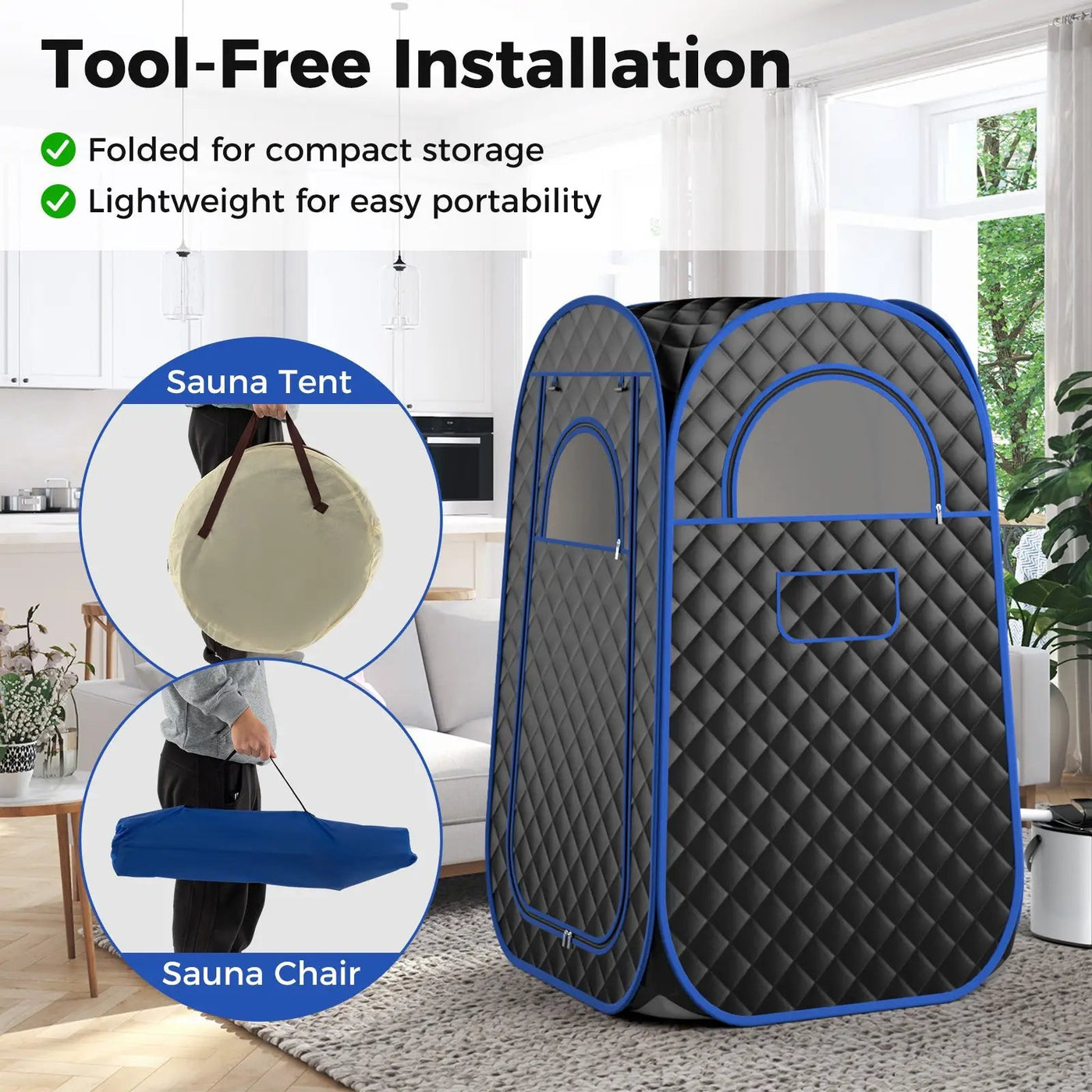 Full-Body Personal Sauna Tent with 1000W 3L Steam Generator for Home Spa Relaxation by DirectDeals