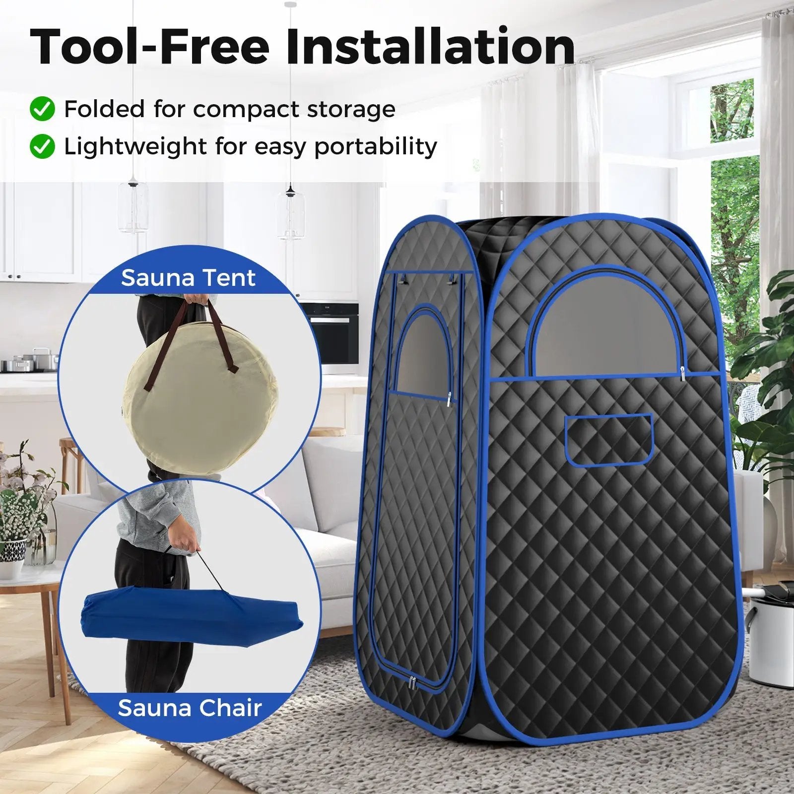 Full-Body Personal Sauna Tent with 1000W 3L Steam Generator for Home Spa Relaxation by DirectDeals