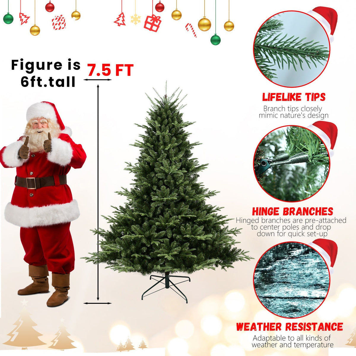 Full-Shaped 6 Ft Christmas Tree with 1673 PE/PVC Tips - Green, photo 11 of 13