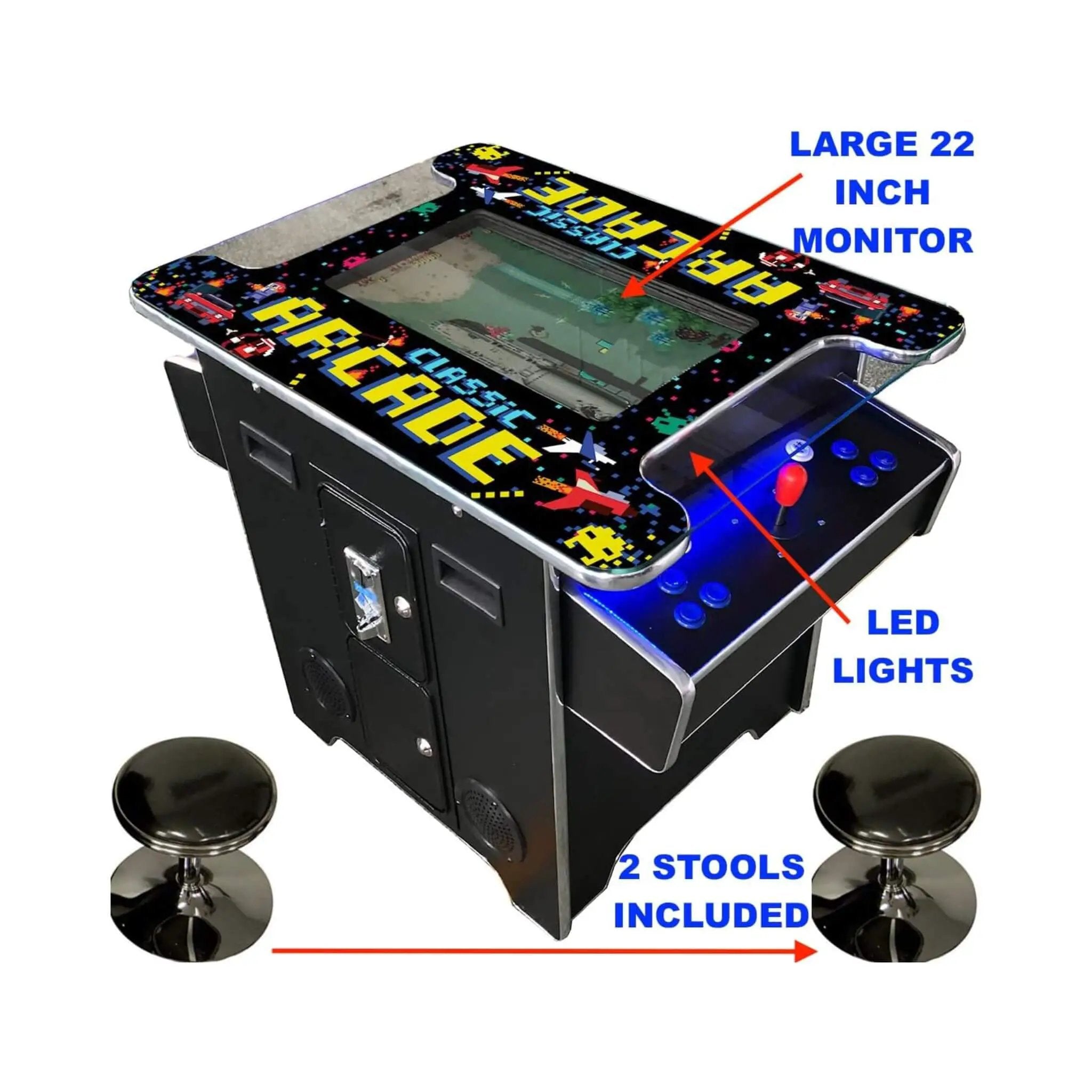 Full-Size Commercial-Grade 2-Player Retro Arcade Machine With 60 Games And Stools (SAK86197) by SAKSBY WHOLESALE