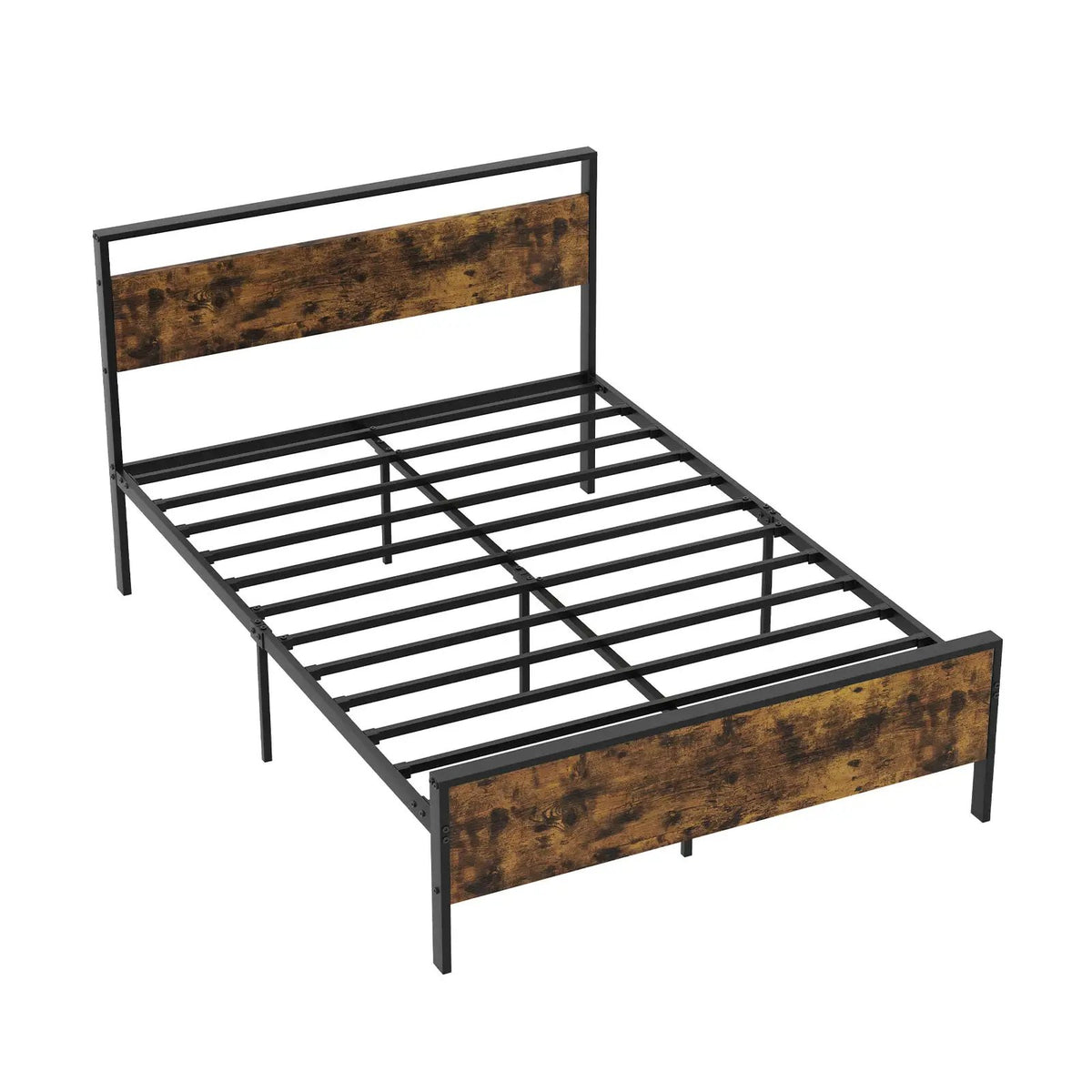 King Metal Bed Frame Industrial Platform Bed with Wooden Headboard by DirectDeals