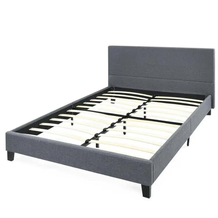 Full/Queen Size Upholstered Platform Bed Frame with Linen Headboard by DirectDeals