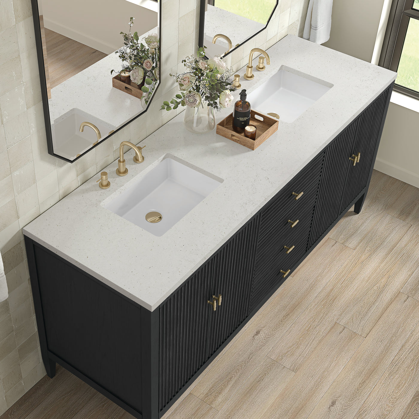 James Martin Myrrin 72" Double Bathroom Vanity, Carbon Oak, view 21