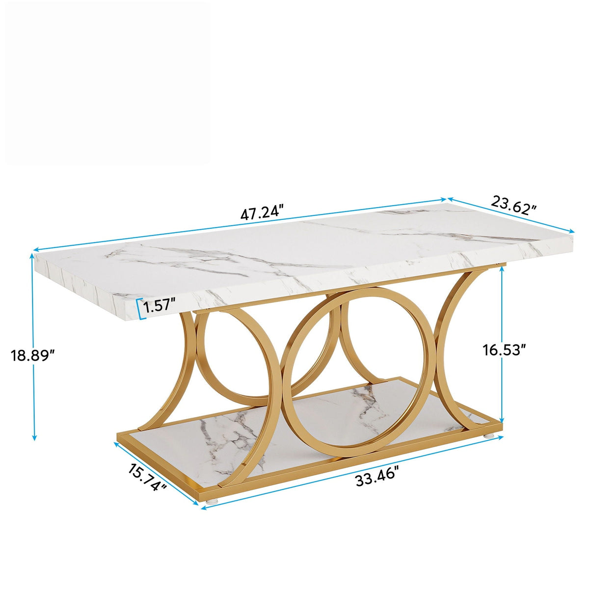 Rectangle Coffee Table, 2 Tier With Geometric Legs, photo 3 of 4