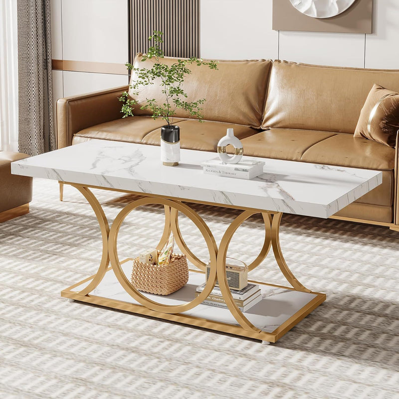 Rectangle Coffee Table, 2 Tier With Geometric Legs, photo 4 of 4