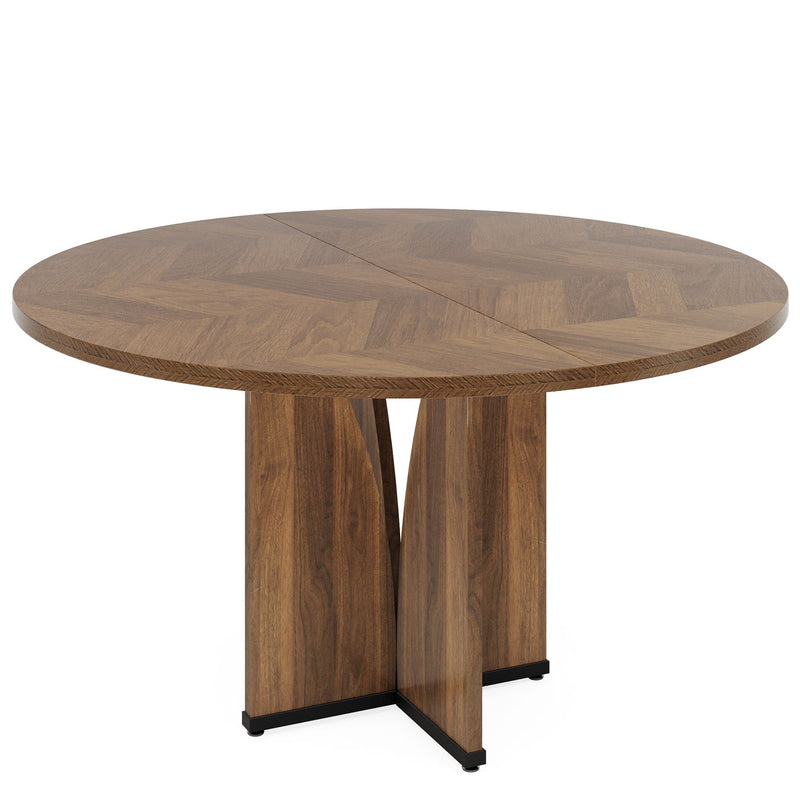 Round Compact Dining Table For 4 - Rustic Brown