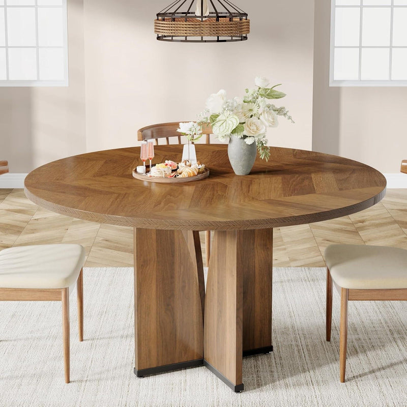 Round Compact Dining Table For 4 - Rustic Brown, photo 3 of 4
