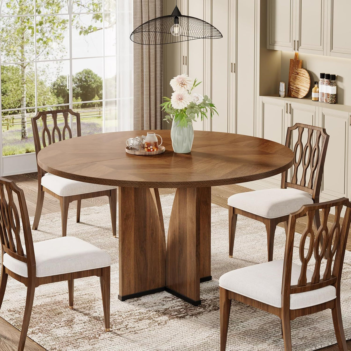 Round Compact Dining Table For 4 - Rustic Brown, photo 4 of 4