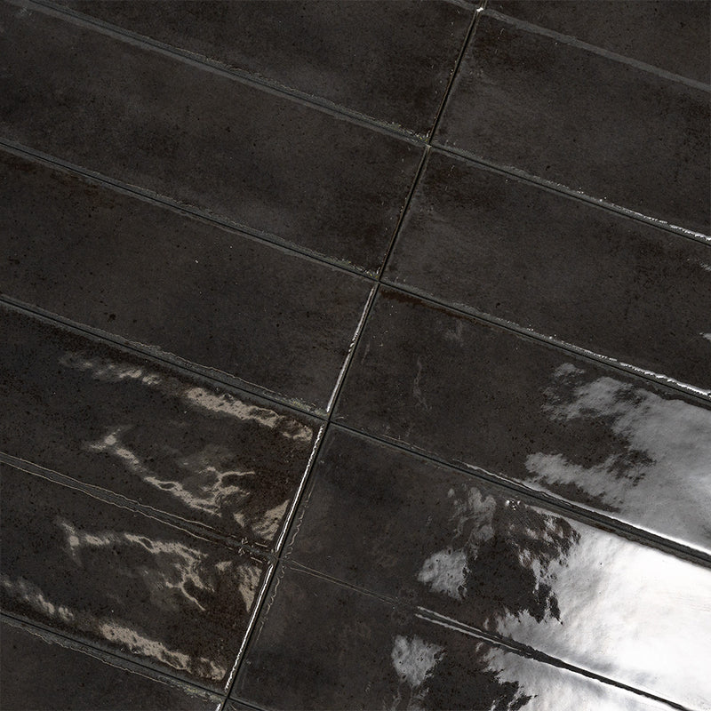 Fusion Antracite Polished Zellige Look Porcelain Tiles 2 1/2x10 Porcelain Polished 2x12 Tiles — 4