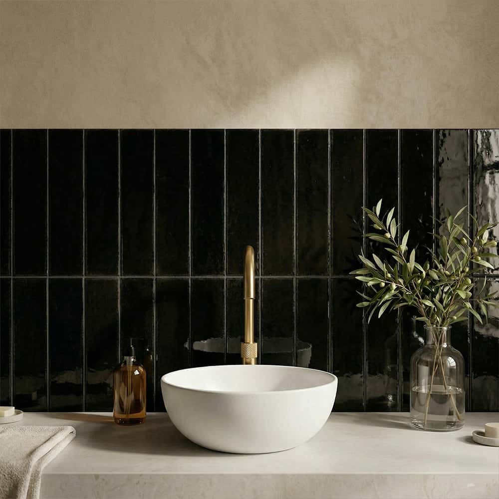 Fusion Nero Polished Zellige Look Porcelain Tiles 2 1/2x10 Porcelain Polished 2x12 Tiles — 2