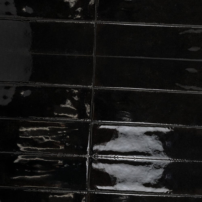 Fusion Nero Polished Zellige Look Porcelain Tiles 2 1/2x10 Porcelain Polished 2x12 Tiles — 4