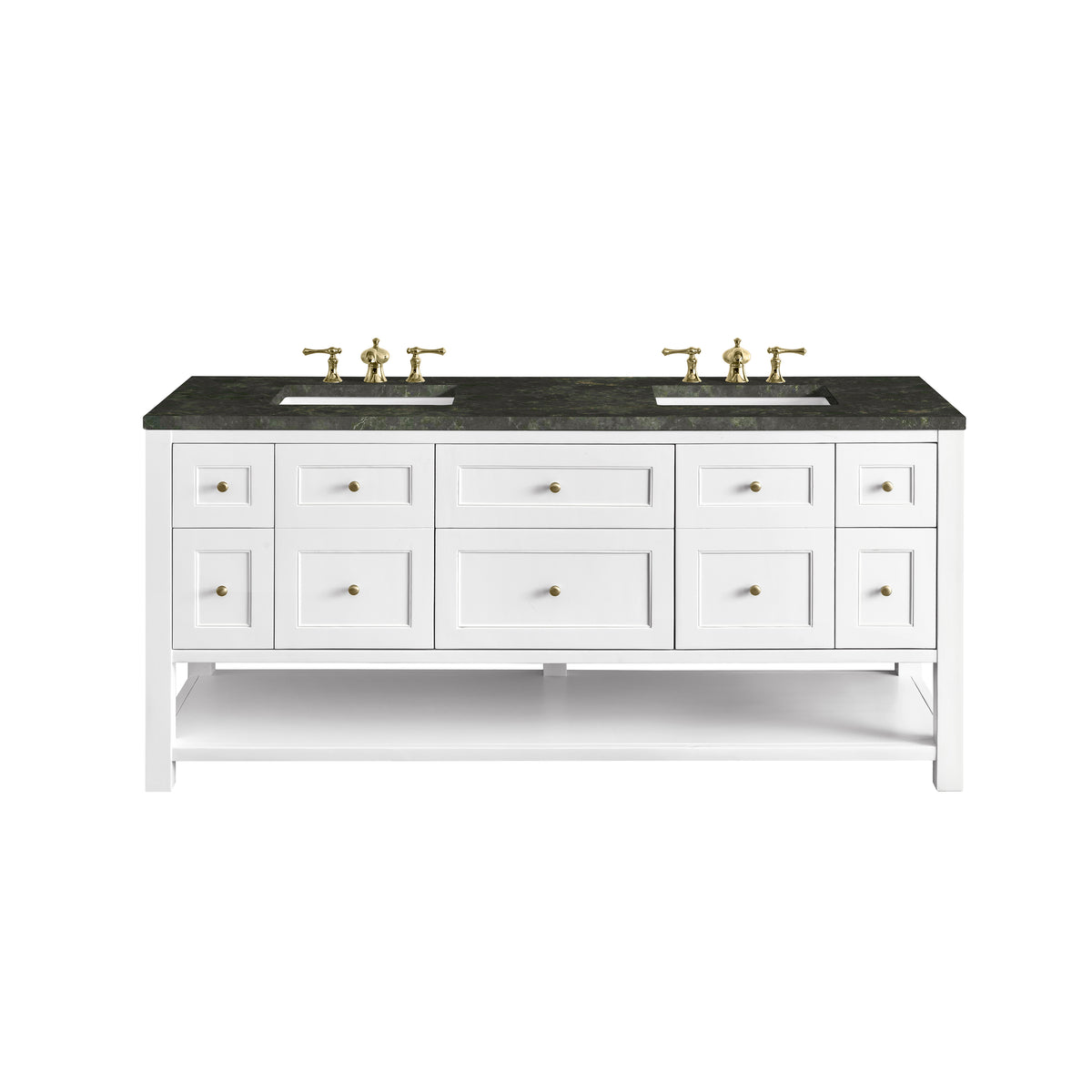 James Martin Breckenridge 72" Double Bathroom Vanity, Bright White with Phantome countertop