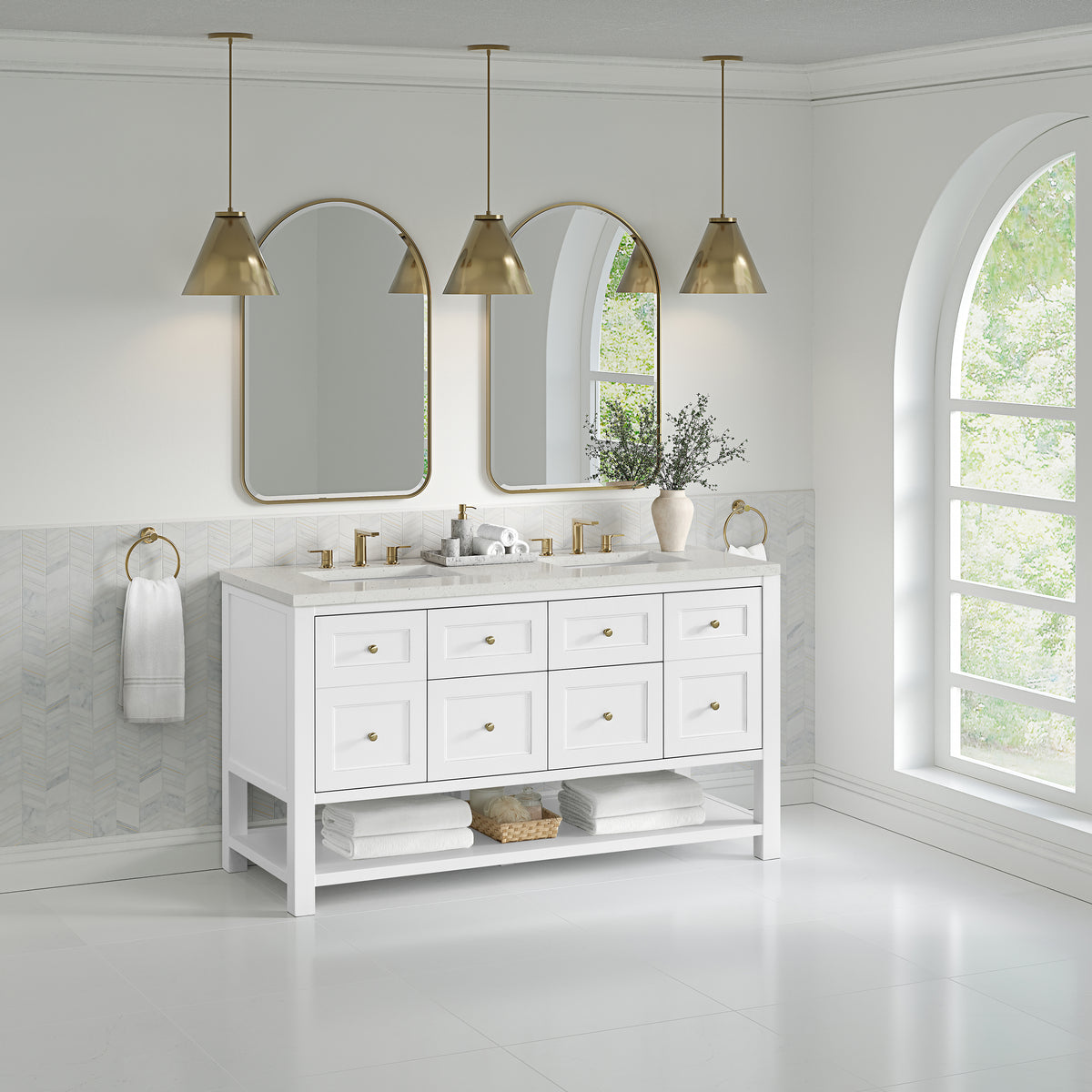 James Martin Breckenridge 60" Double Bathroom Vanity, Bright White, view 29