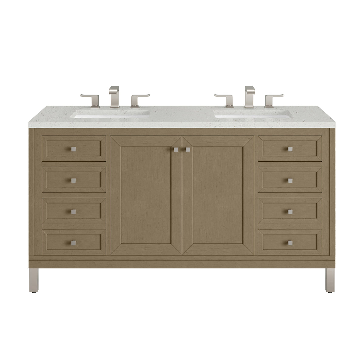 James Martin Chicago 60" Double Bathroom Vanity, Walnut Whisper with Lime Delight countertop